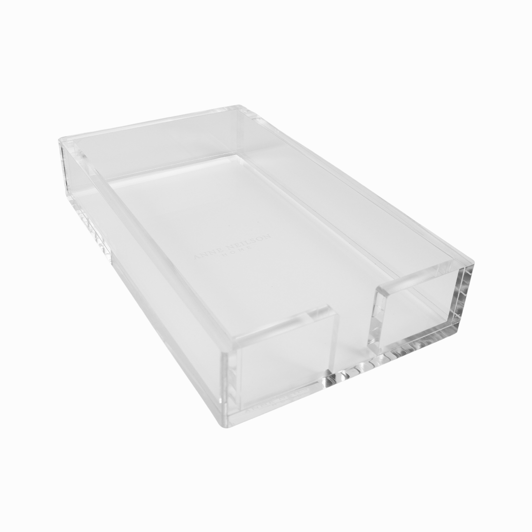 CLEAR ACRYLIC GUEST TOWEL TRAY