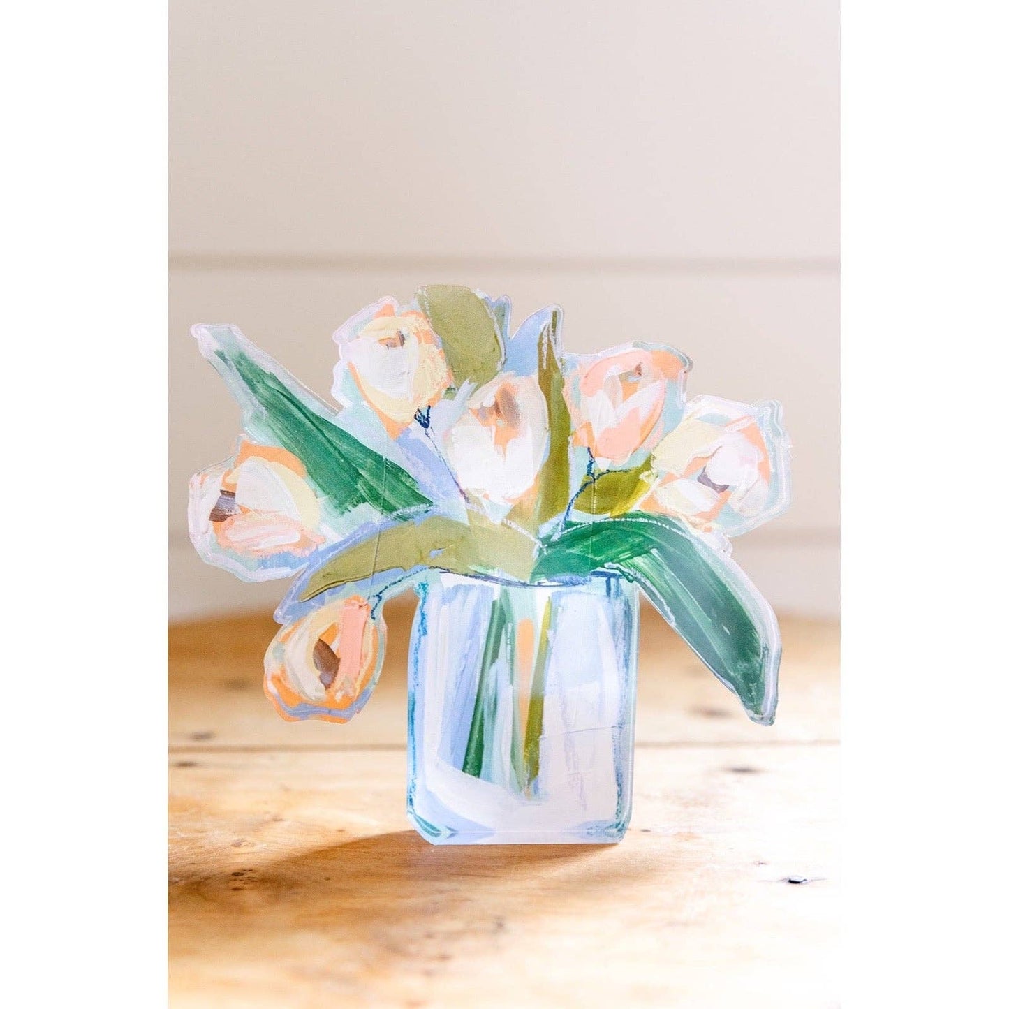 WHITE TULIPS ACRYLIC BLOOM BLOCK LARGE