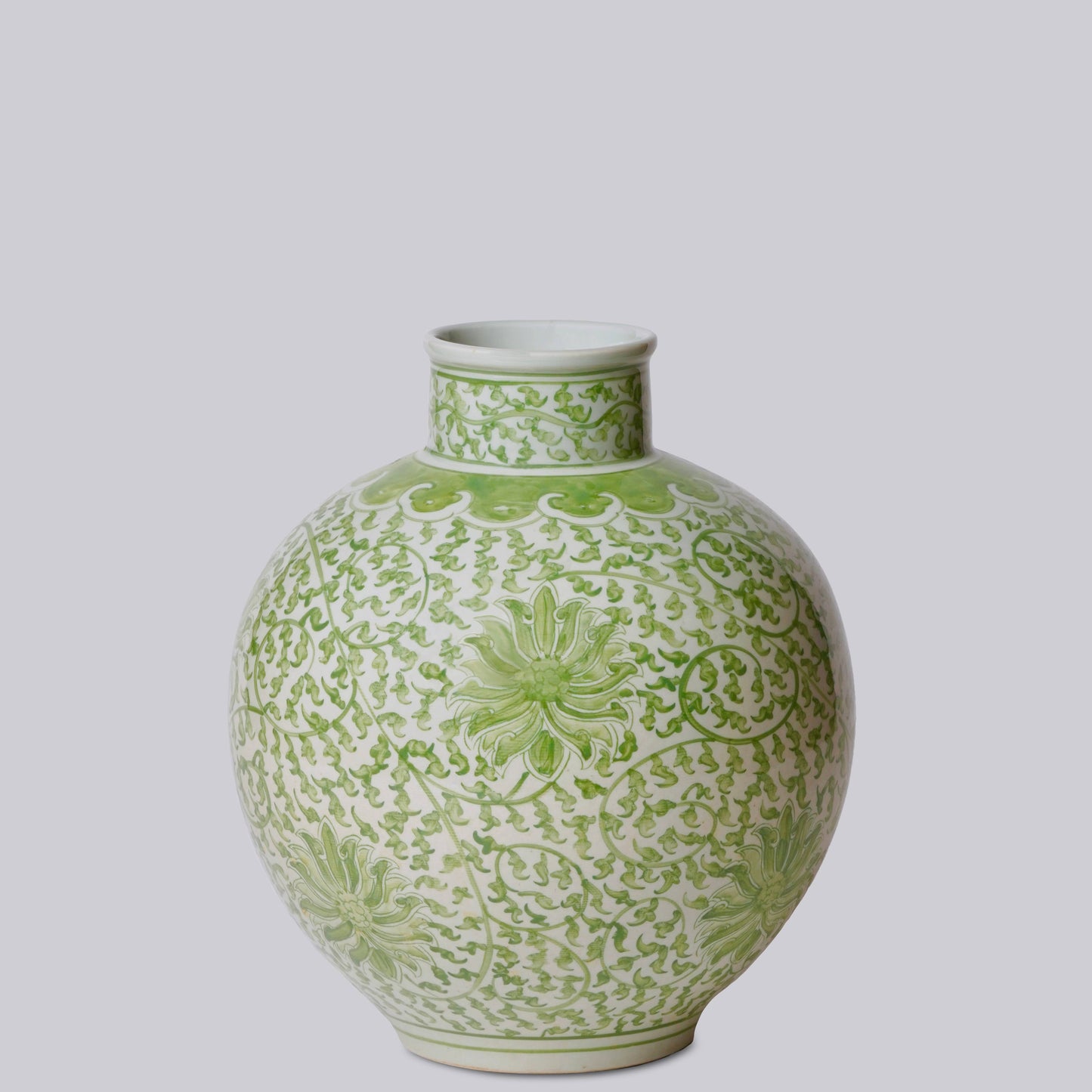GREEN SCROLLING LOTUS VASE