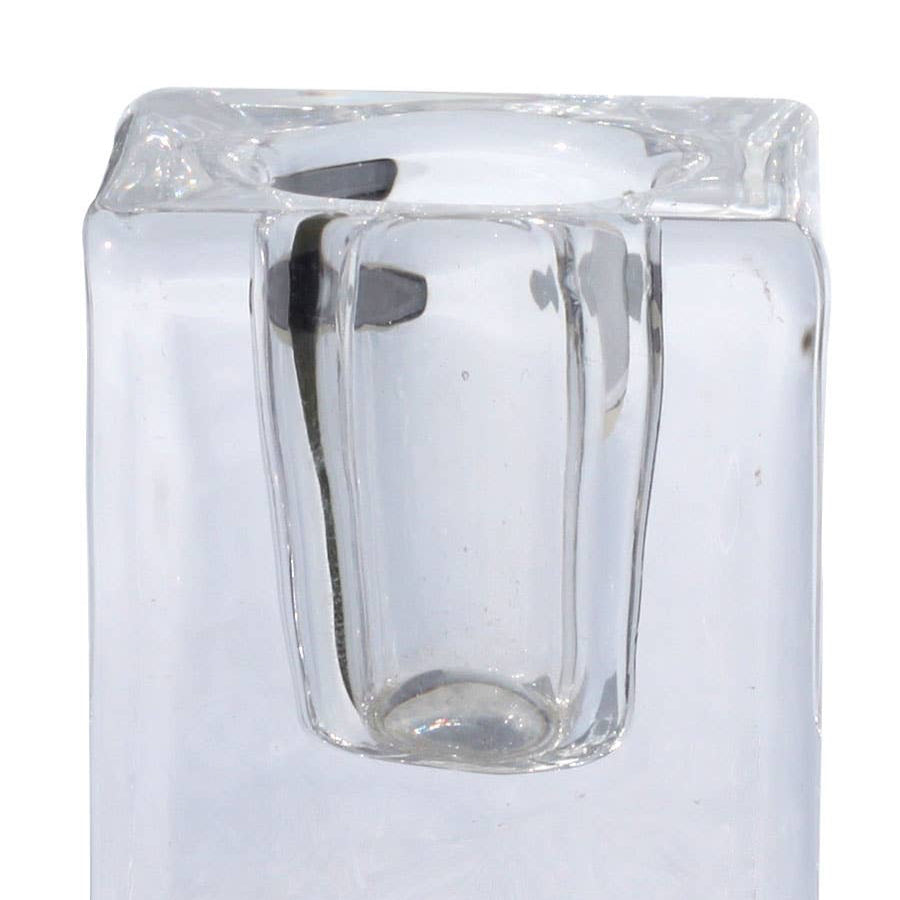 QUADRA GLASS CANDLE HOLDER | CLEAR