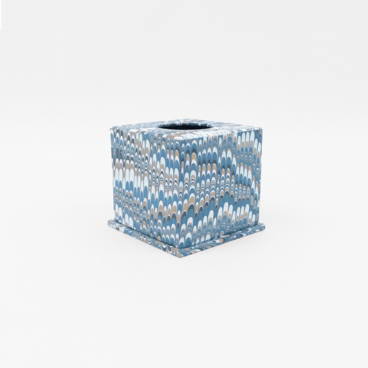 MARBLED TISSUE BOX - MOUNTAIN BLUE OCHRE