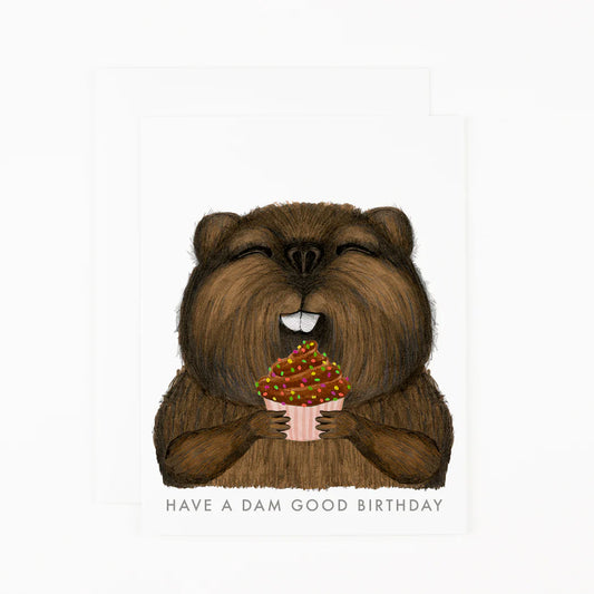 BEAVER WITH CUPCAKE CARD