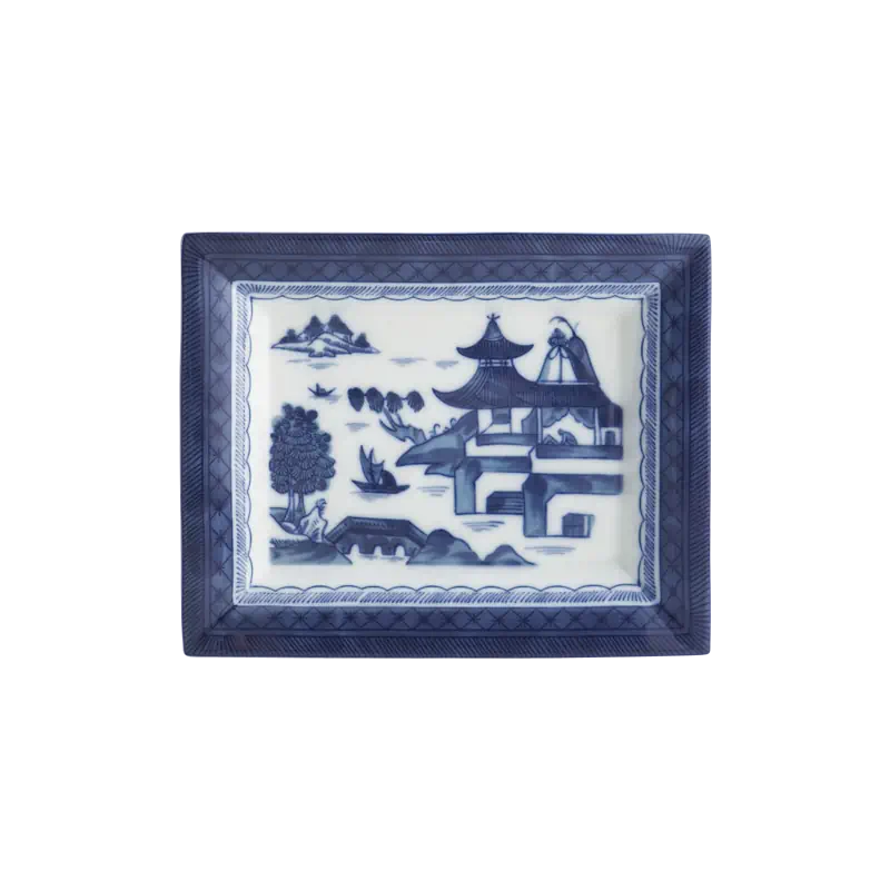 BLUE CANTON RECTANGULAR TRAY