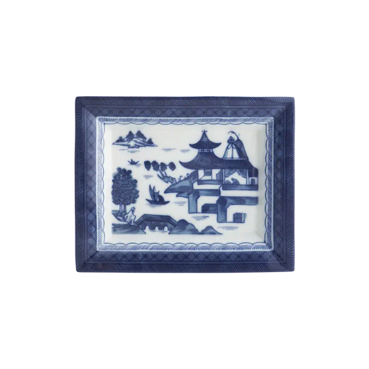 BLUE CANTON RECTANGULAR TRAY