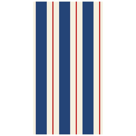 NAVY AND RED AWNING STRIPE GUEST NAPKIN