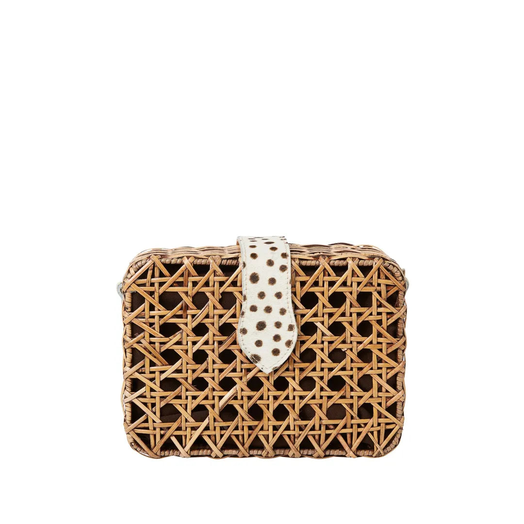 THE WAVERLY WICKER CHEETAH PRINT BAG
