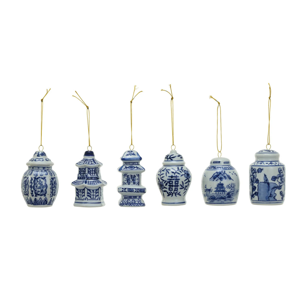 STONEWARE GINGER JAR ORNAMENTS